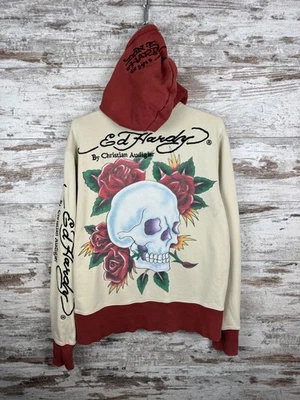 Sudadera con Capucha Para Hombres De Colección Ed Hardy Cremallera Christian Audigier Esqueleto Talla S Foto 1 de 4