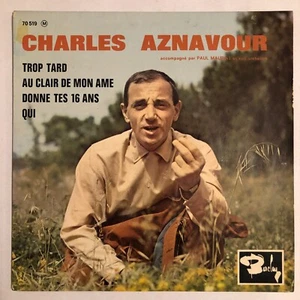 CHARLES AZNAVOUR - TROP TARD - BELGIUM 7¨ EP PS, CHANSON - Picture 1 of 4
