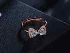 Pave Cubic Zirconia *Bow* Rose Gold/Silver Engagement Wedding Party Ring