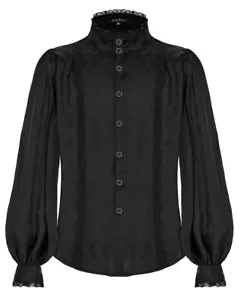 Punk Rave Mens Viserion Dragonscale Jacquard Gothic Dress Shirt - Black - Picture 1 of 11