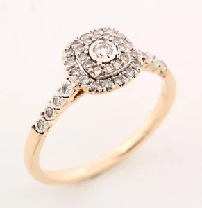 9ct Yellow Gold Halo Diamond Engagement Ring - Size O - 0.25ct - Prouds RRP $999 - Picture 1 of 8