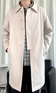 Cappotto Uomo Nuovo Bavero Trench Autunno Giacca Lunga Tinta Unita Capispalla Giovanile - Foto 1 di 15