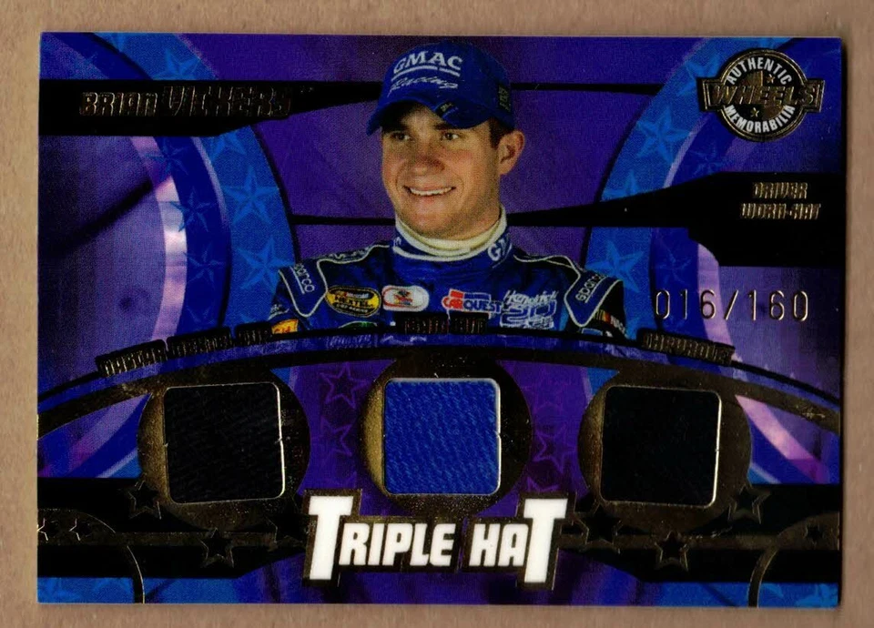 2004 WHEELS AMERICAN THUNDER TRIPLE HAT #TH22 BRIAN VICKERS #16/160 - Image 1 of 1