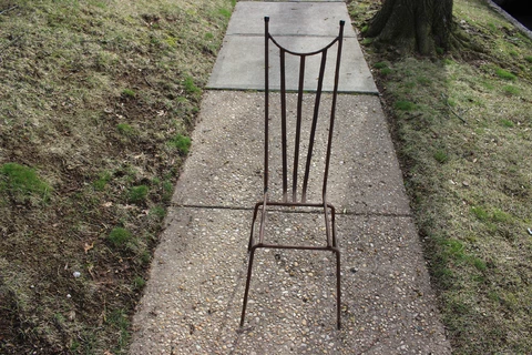 Antique Wrought Iron Rustic Chair Flower Pot Holder-Garden Country Barn Decor Cover