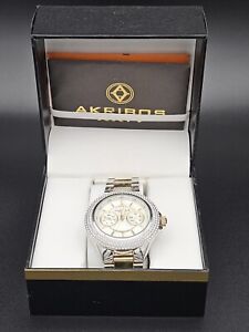 New Women's Akribos XXIV AK789TTG Dazzling Crystal Multifunction Two-tone Watch