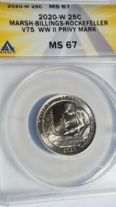 Stichtag! 2020-W ANACS MS67 Marsh Billings Rockefeller West Point Quarter V75 - Bild 1 von 11