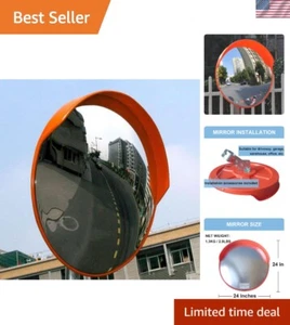 24 Inch Convex Mirror Outdoor, Security Driveway Mirror 24" PC Traffic Mirror... - Picture 1 of 9