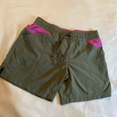 Columbia WM XS Lightweight Elastic Waist Hiking Shorts Cargo Green & Pink - Image 1 of 4