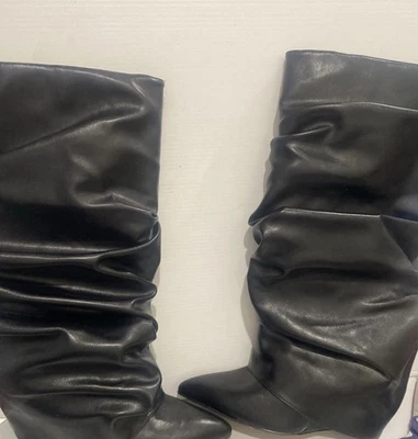 Onlymaker Sz 13 US Fashion Pointed Toe Wedge Heel Boots Wide Fit Cross Dressing — 第 1/4 张图片