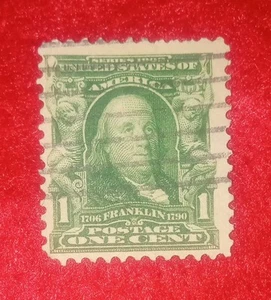 benjamin franklin 1cent stamp green - Picture 1 of 3