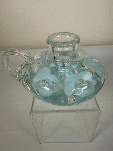 Vintage Joe St. Clair Floral Art Glas Briefbeschwerer Kerzenständer Halter - Bild 1 von 15