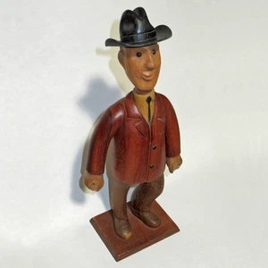 RAR Vintage 70er Jahre Romer Texas Tycoon Holzschnitzerei, Italien. KOSTENLOSER VERSAND IN USA - Bild 1 von 7