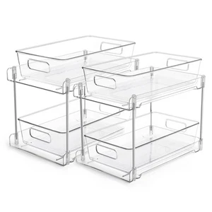 2 Tier Bathroom Storage Organizer, 2 Pack Clear Under Sink Organizers Vanity ... - Picture 1 of 7