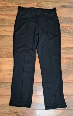 Christian Siriano Ponte Pants Pull On Elastic Waist Crop Ankle Size L Black NWT  - Image 1 of 4