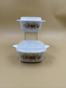 Corning Ware Spice Of Life Vintage P-43-B 2 3/4 Cup Dishes Set Of 2 With 2 Lids - Picture 1 of 8