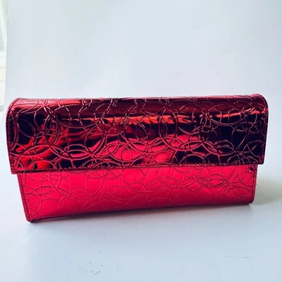 MAC Red Metallic Circles Makeup Cosmetic Travel Clutch Bag NEW - Image 1 of 3