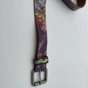 Ed Hardy Multicolor Leather Fish Printed Buckle Women Belt - Size 30 - Picture 1 of 6