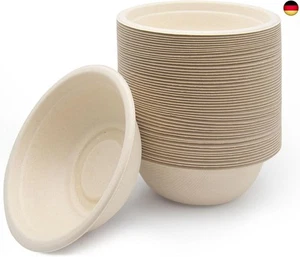50 Stücke-350ml Einweg Pappschalen Einwegschalen aus Zuckerrohr Suppenschüssel M - Bild 1 von 6