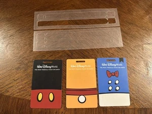 New Unused Disney World 3 Plastic Luggage Tags Mickey, Pluto, & Donald -w/Straps - Picture 1 of 3