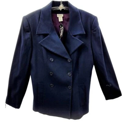 Abrigo Chaqueta Chaquetón Preppy Doble Pecho Lana Azul Vintage Hillard & Hansen Foto 1 de 4