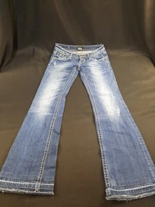 ReRock For Express Jeans Women's Size 2R Blue Stitched Embroidered Boot Altered? - Picture 1 of 9