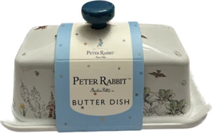 BEATRIX POTTER PETER BUNNY RABBIT EASTER BUTTER DISH PLATE Set WITH COVER New - Picture 1 of 6
