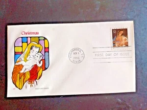 CHRISTMAS MADONNA AND CHILD DE MATTEIS 1996 FARNAM CACHET FDC UNADDR - Picture 1 of 1