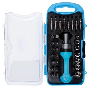 BlueSpot 30 Pieces 1/4" Drive Ratchet Screwdriver Socket And Bit Set Metric - Picture 1 of 6