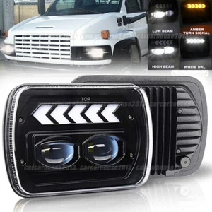 Pair 5X7 7x6" Led Headlights Hi/Lo Turn for GMC TopKick C6500 C5500 C4500 Truck - Picture 1 of 12
