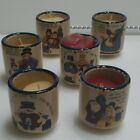 Votives Snowman Family Friends Candle Crocks AND Candles Merry Christmas Set 