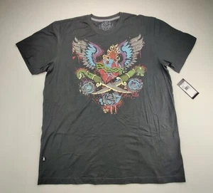 Camiseta Marc Ecko Hombre XL Gris Oscuro con Diseños Manga Corta Cuello Redondo "Nueva" - Imagen 1 de 8