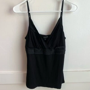 Bebe Black V-Neck Adjustable Spaghetti Strap Tank Top Size Large - Picture 1 of 7
