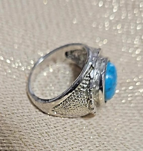 Jewerly Vintage handgefertigter Ring türkis Farbe runde Form Größe (8,75) für Herren - Bild 1 von 8
