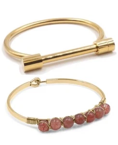 Kinsley Armelle Bracelets ~ Two to Choose From! Strawberry Quartz & Bar  Cuff - Picture 1 of 5