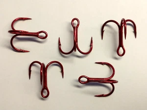 (25) VMC SHORT-SHANK 1X TREBLE HOOKS (SIZE 5) TIN-RED (9651TR) BULK 9651 - Picture 1 of 3