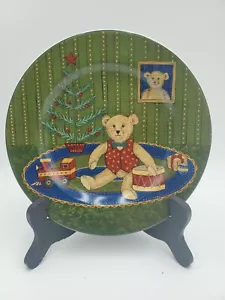 New Warren Kimble "Holiday Cheer" 8.25" Salad / Dessert Plate Teddy Bear - Picture 1 of 2
