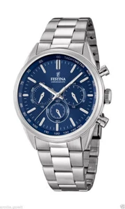 OROLOGIO FESTINA F16820/2 UOMO MULTIFUNZIONE SILVER ACCIAIO BLU CHRONOGRAFO NEW - Foto 1 di 1