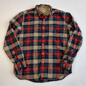 Wallace Barnes Flannel Shirt Mens M Red Blue Plaid Button Down Wool Outdoor - Picture 1 of 7