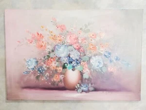 Large Original Oil Painting Flowers Pastels Roses Still Life 24" x 36" - Picture 1 of 12