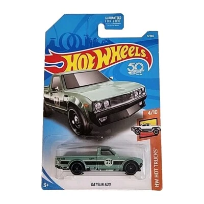 2018 Hot Wheels #9 HW Hot Trucks 4/10 DATSUN 620 Pale Green w/Black DD8 Spokes - Image 1 of 4