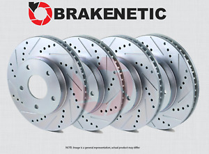 [FRONT + REAR] BRAKENETIC SPORT Drilled Slotted Brake Disc Rotors BSR74403