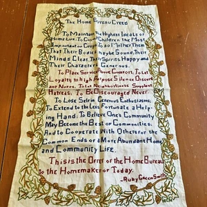 Cornell U Memorabilia "Home Bureau Creed" punto croce verde rubino Smith 16,5 X27 - Foto 1 di 7