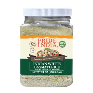 Extra Long Indian White Basmati Rice - Naturally Aged Aromatic Grain Jar - Picture 1 of 13