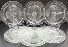 6 Indiana Glass Daisy Clear Grill Plates Set Depression Floral Etch Vintage Lot