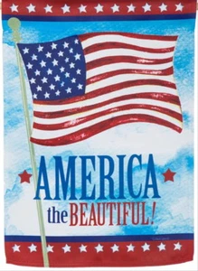 NEW LARGE DOUBLE SIDED EVERGREEN PATRIOTIC FLAG AMERICA THE BEAUTIFUL 29 X 43 - Picture 1 of 1