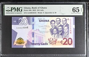 Ghana 20 Cedis 2022 P 48 b AA Prefix Gem UNC PMG 65 EPQ - Picture 1 of 3