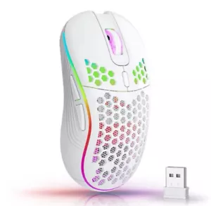 RGB White Gaming Wireless Mouse Rechargeable Backlit Ergonomic USB Laptop LED - Picture 1 of 6
