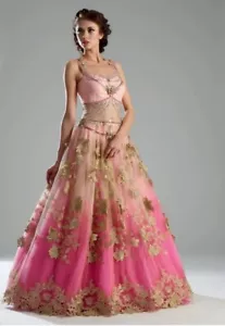 Panache Haute Pink Beaded Gown S Prom Ethereal Fairy Whimsy Embellished $1095 - Picture 1 of 11