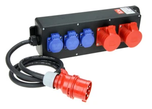 Mobiler Vollgummi-Verteiler CEE 16A Schuko IP44 PCE - Bild 1 von 1