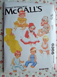 VINTAGE McCALL's #6366 PATTERN WARDROBE FOR 15 1/2 + 17" BABY DOLLS FF COMPLETE - Bild 1 von 2